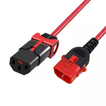 ACT Καλώδιο τροφοδοσίας C13 IEC Lock+ - C14 IEC Lock Dual Locking κόκκινο 2 m, PC3615