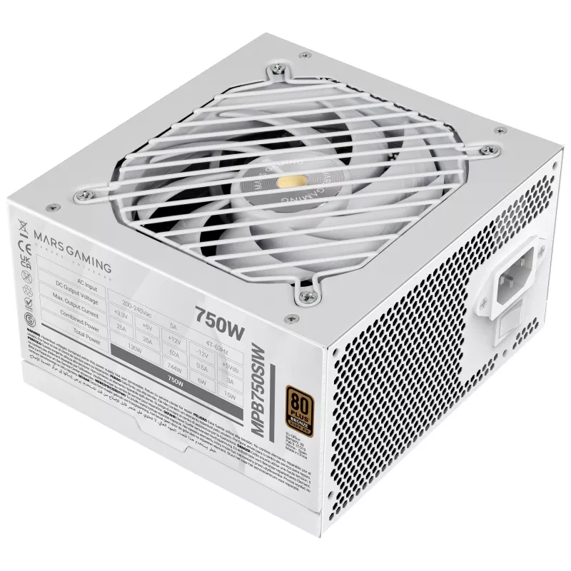 Mars Gaming MPB750SIW τροφοδοτικό 750 W 24-pin ATX ATX λευκό
