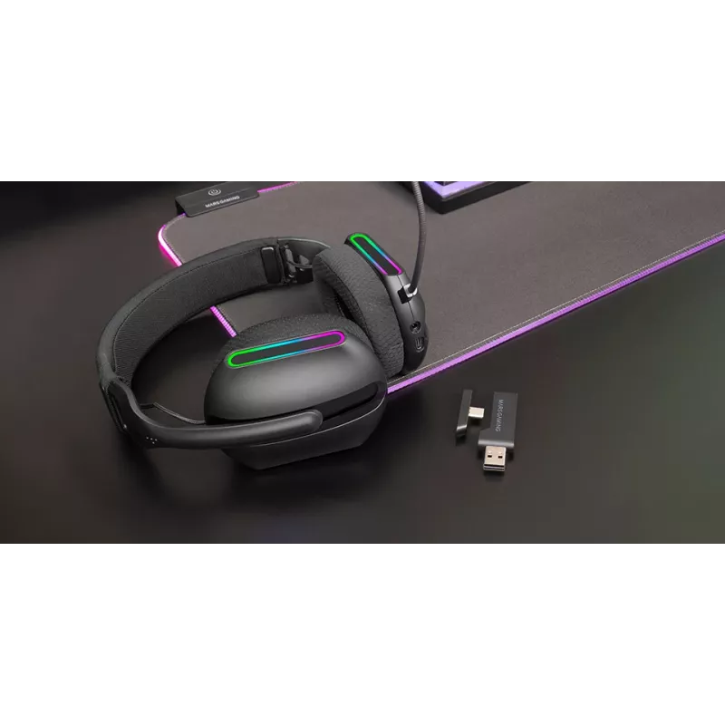 Mars Gaming MHW-PRO Headset ενσύρματο & ασύρματο με κεφαλοδέσμευση USB Type-C Bluetooth μαύρο