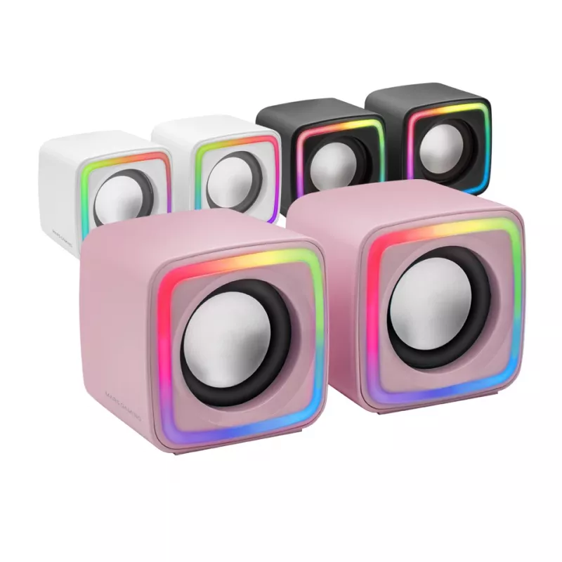 Mars Gaming MSCUBEP ροζ συμπαγή RGB gaming ηχεία 8W επεξεργαστής ήχου DSP