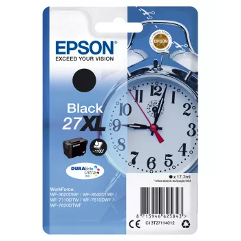 Epson Alarm Clock μεμονωμένη συσκευασία μαύρο 27XL DURABrite Ultra μελάνι, υψηλή (XL) απόδοση, μαύρο, μελάνι με βάση χρωστική, 17,7 ml, 1 τεμ., 1100 σελίδες