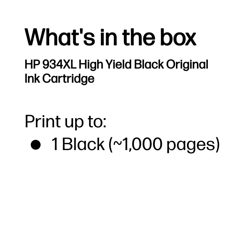 HP 934XL High Yield Μαύρο Original μελανοδοχείο, Μαύρο, 1 τεμ., 1000 σελίδες