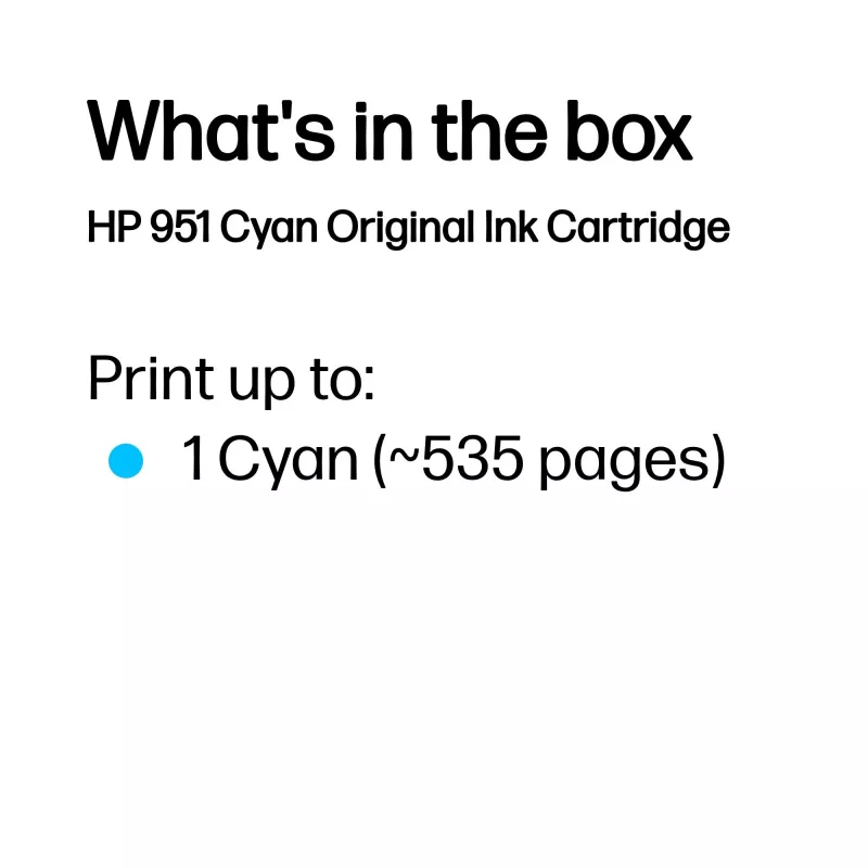 HP 951 Cyan Original μελανοδοχείο, Cyan, 1 τεμ., 535 σελίδες