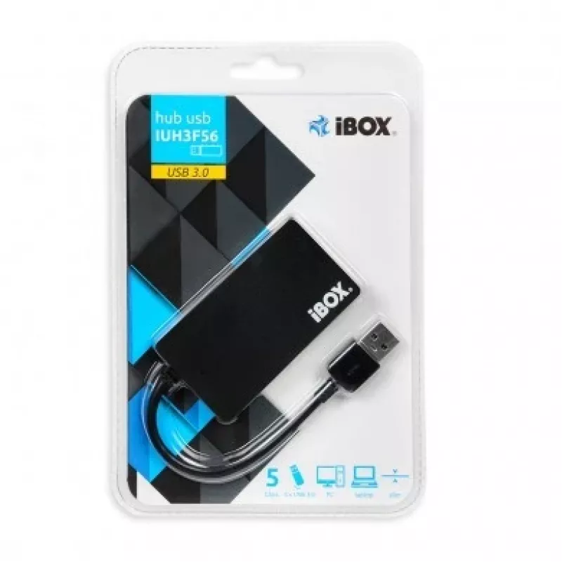 iBox IUH3F56 hub διασύνδεσης USB 3.2 Gen 1 (3.1 Gen 1) Type-A 5000 Mbit/s μαύρο