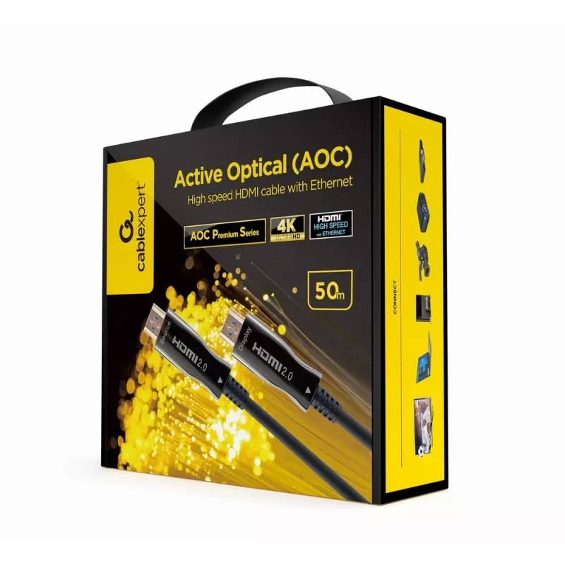 Καλώδιο HDMI Gembird CCBP-HDMI-AOC-50M-02 50 m, HDMI τύπου A, HDMI 2.0, 18 Gbit/s, μαύρο