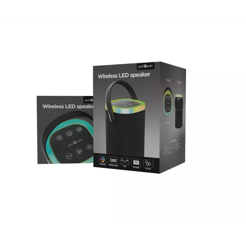 Φορητό ηχείο GEMBIRD SPK-BT-LED-06, Bluetooth, ενσωματωμένο LED, επαναφορτιζόμενη μπαταρία