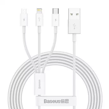 Καλώδιο USB Baseus Superior USB 2.0 1,5 m USB A USB C/Micro USB A/Lightning Λευκό