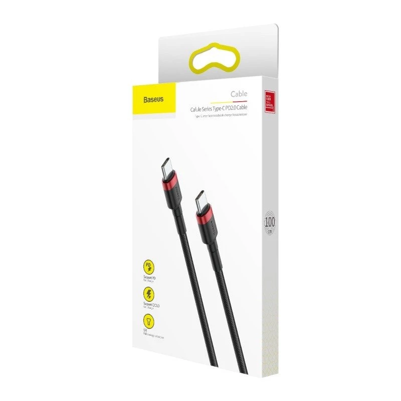 Καλώδιο USB Baseus Cafule 2m USB-C Μαύρο Κόκκινο