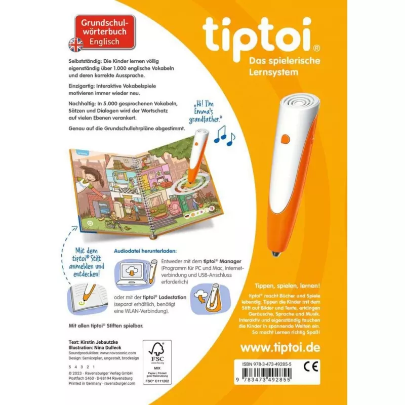 tiptoi Λεξικό Δημοτικού Αγγλικών, Εκπαιδευτικό βιβλίο