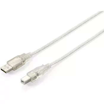 Equip - Καλώδιο USB - USB (M) σε USB Type B (M) - USB2.0 - 5,0m - Διαφανές ασημί (128652)