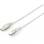 Equip - Καλώδιο USB - USB (M) σε USB Type B (M) - USB2.0 - 5,0m - Διαφανές ασημί (128652)