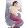 Momcozy PP007 Μαξιλάρι εγκυμοσύνης σχήματος F, βελουτέ γκρι