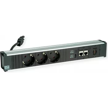 Πολύπριζο Bachmann CONI 912.18118 με 3x υποδοχές CEE7 και 2x θύρες δικτύου CAT6a