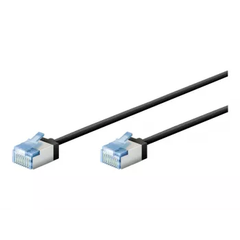 Goobay υπερεύκαμπτο καλώδιο patch CAT 6A slim U/FTP μαύρο - εξαιρετικά κοντό βύσμα (74315)