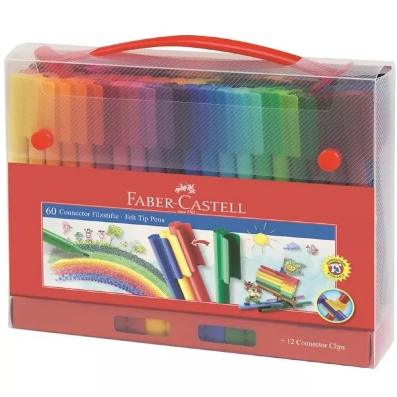 Faber-Castell CONNECTOR Μαρκαδόροι 155560, 60 τεμ. θήκη, διάφορα χρώματα