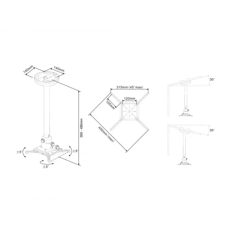 Βάση οροφής Multibrackets M Universal Projector 300-480 με λεπτομερή ρύθμιση