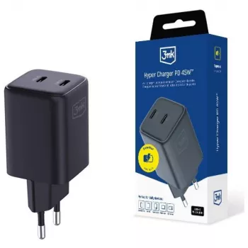 3MK Φορτιστής Hyper Charger PD 45W GaN QC4+ PPS — Φορτιστής ταχείας φόρτισης 45W USB-C PD GaN