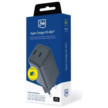 3MK Φορτιστής Hyper Charger PD 45W GaN QC4+ PPS — Φορτιστής ταχείας φόρτισης 45W USB-C PD GaN