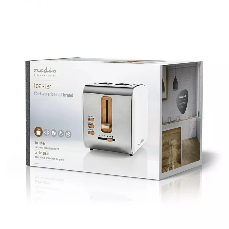 Nedis KABT510EWT Τοστιέρα, 2 φαρδιές υποδοχές, Soft-Touch, λευκό