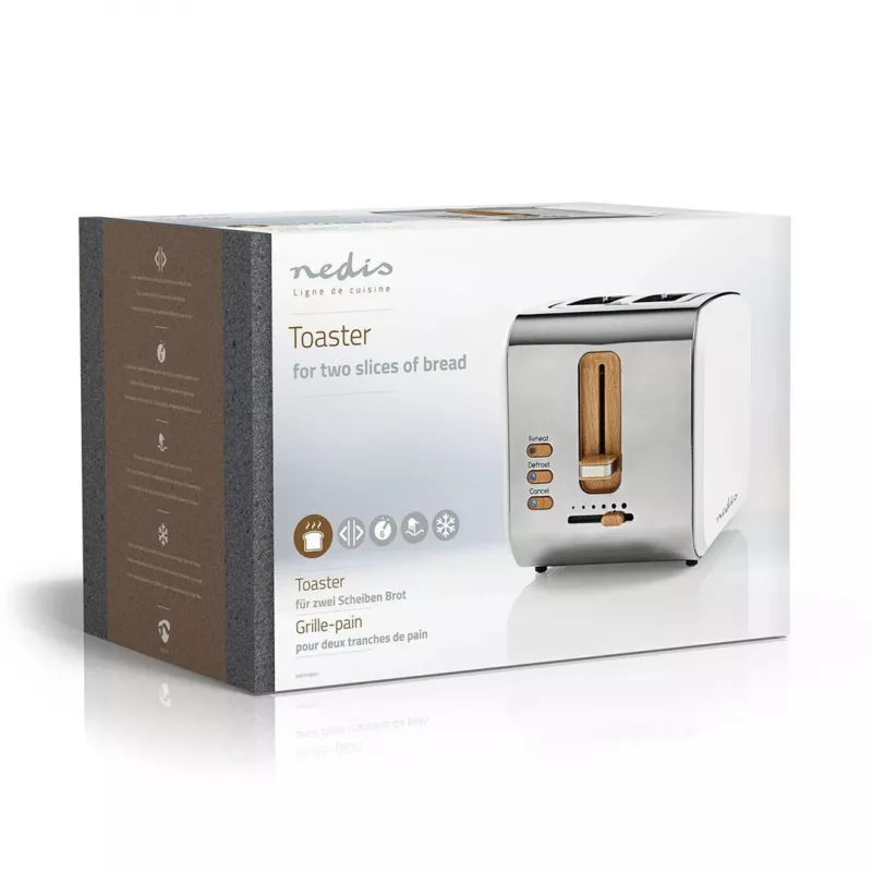 Nedis KABT510EWT Τοστιέρα, 2 φαρδιές υποδοχές, Soft-Touch, λευκό