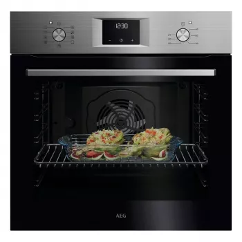 Εντοιχιζόμενος ηλεκτρικός φούρνος AEG Serie 5000 OU5AB20SM – 72 l, A+, ανοξείδωτο χάλυβα/μαύρο, αφής και περιστροφικοί διακόπτες