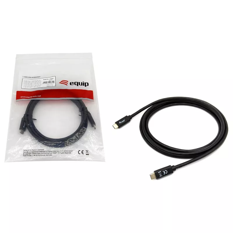 Καλώδιο USB-C σε USB-C EQUIP 128348, USB 3.2 Gen 1 (5 Gbit/s), PD 60 W, 0,5 m, μαύρο