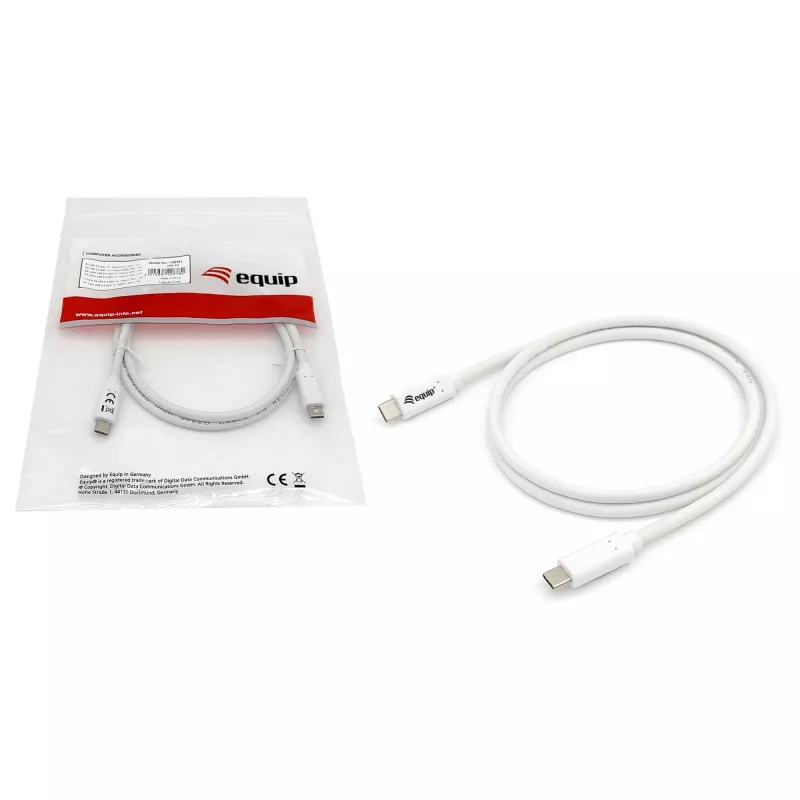 Καλώδιο EQUIP USB 3.2 Gen 1 Type-C σε Type-C 0,5 m PD 60 W 5 Gbit/s λευκό