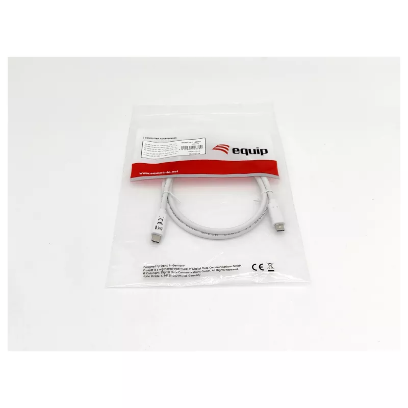 Καλώδιο EQUIP USB 3.2 Gen 1 Type-C σε Type-C 0,5 m PD 60 W 5 Gbit/s λευκό