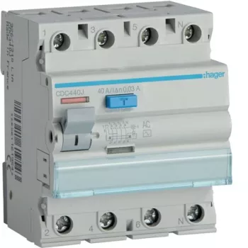 Ρελέ διαφυγής Hager CD441J 30 mA 4×40 A AC