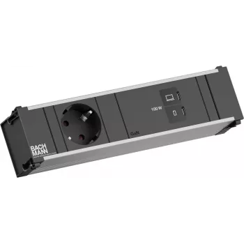 Bachmann CONI BM0023770 Μονάδα ενσωμάτωσης 1x πρίζα CEE7/3 1x USB-C/C 100W μαύρο L=0,2m