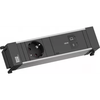 Μονάδα πρίζας Power Frame Bachmann BM0023854 με 1x πρίζα CEE7/3 και 1x καλώδιο USB‑C-σε-USB‑C με 100W, L=0,2m