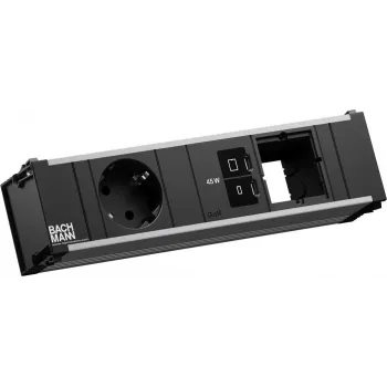 Πολύπριζο Bachmann CONI με 1x πρίζα CEE 7/3, 1x USB-C PD 45W, 1x σύνδεση δικτύου, καλώδιο 0,2 m