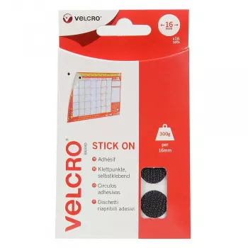 VELCRO αυτοκόλλητα σημεία, γάντζος & βρόχος 16mm x 16 σετ μαύρα