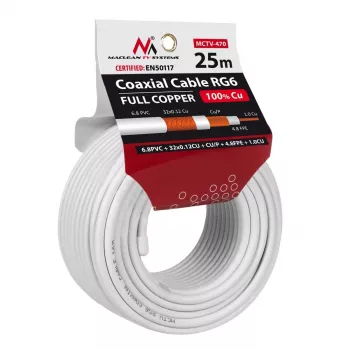 Ομοαξονικό καλώδιο MACLEAN MCTV-470 RG-6/U 25 m, λευκό