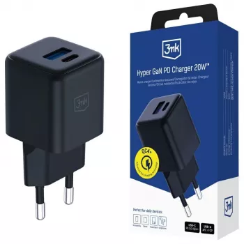 Φορτιστής 3MK Hyper GaN 20W QC4+ USB-C γρήγορος φορτιστής 20 W, GaN, QC4+