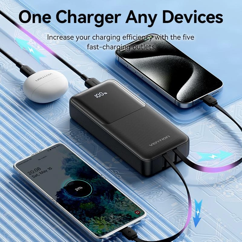 Power Bank USB 20000MAH 22.5W/BLACK FHPB0 Vention