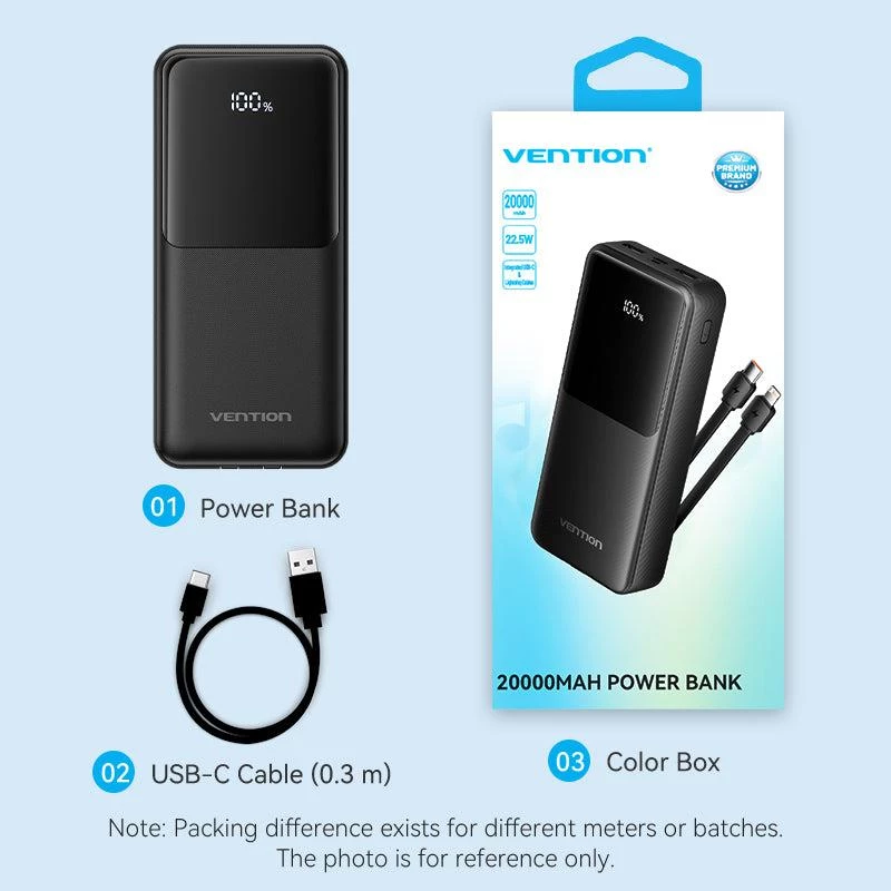 Power Bank USB 20000MAH 22.5W/WHITE FHPW0 Vention