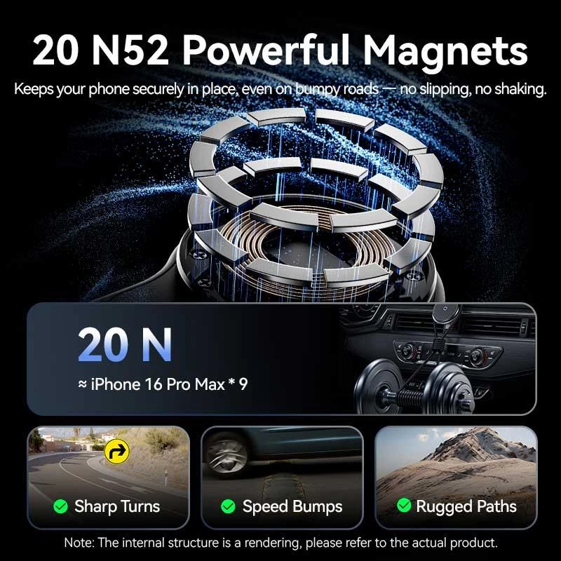Φορτιστής αυτοκινήτου MAGNETIC/ΑΣΥΡΜΑΤΟΣ μαύρο KSJB0 Vention