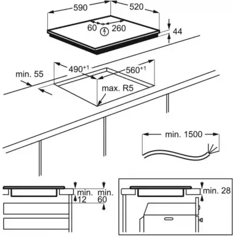 Εντοιχιζόμενη επαγωγική εστία Electrolux EIT61443B, 4 ζώνες, χειρισμός αφής