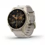 Smartwatch GARMIN Fenix 8 43 mm, 1,3 ίντσες AMOLED 416×416, οθόνη αφής, Wi‑Fi, GPS, 32 GB, θήκη χρυσή, γκρι δερμάτινο λουράκι