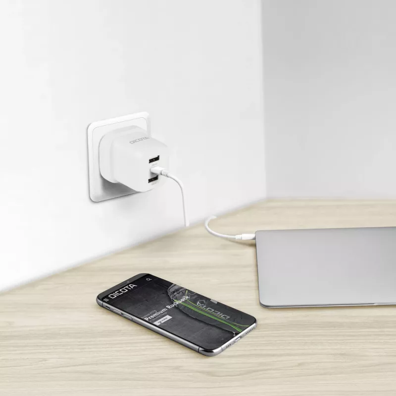 Dicota τροφοδοτικό - συμπαγές, laptop - 32 Watt - 3 A - 3 θύρες εξόδου (USB-C, 2 x USB)