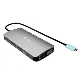Σταθμός σύνδεσης ITEC i-tec USB-C Metal Nano 3x Display (DP, HDMI, VGA) με Power Delivery 100 W, 4x USB-A, Gigabit Ethernet