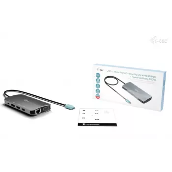 Σταθμός σύνδεσης ITEC i-tec USB-C Metal Nano 3x Display (DP, HDMI, VGA) με Power Delivery 100 W, 4x USB-A, Gigabit Ethernet