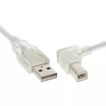 Καλώδιο USB 2.0 InLine Type-A (γωνιακό) σε Type-B αρσενικό, 0,3 m, διαφανές