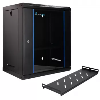 Extralink Lite 12U 530X400 ΕΠΙΤΟΙΧΙΟ Rack cabinet Μαύρο Με ράφι