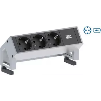BACHMANN DESK2 1x υποδοχή σούκο 1x φορτιστής USB Ανοξείδωτο ατσάλι (902.5712)