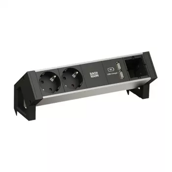 BACHMANN DESK2 ALU Μαύρο 2x υποδοχή σούκο 1x φορτιστής USB 1x ABD GST18
