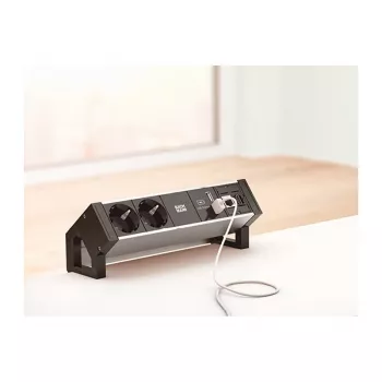 BACHMANN DESK2 ALU Μαύρο 2x υποδοχή σούκο 1x φορτιστής USB 1x ABD GST18