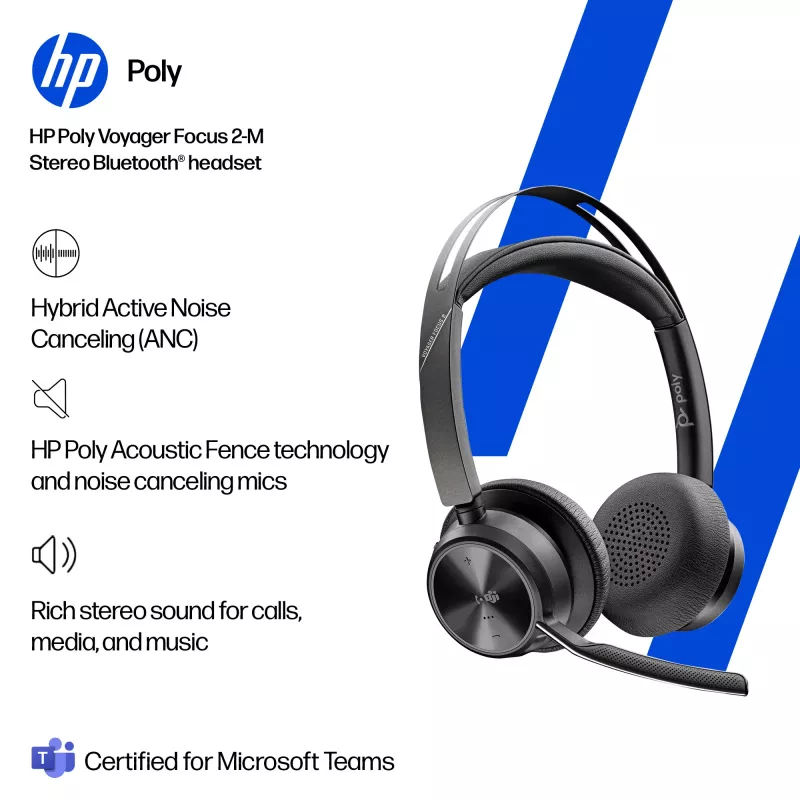 HP Poly Voyager Focus 2-M USB-C-C ακουστικά προσαρμογέας USB-C/A Poly+ 3 χρόνια