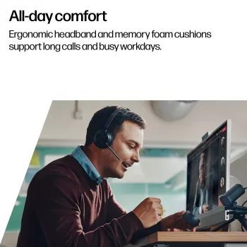 HP Poly Voyager Focus 2-M USB-C-C Headset με προσαρμογέα USB-C/A και βάση φόρτισης Poly+ 3 έτη